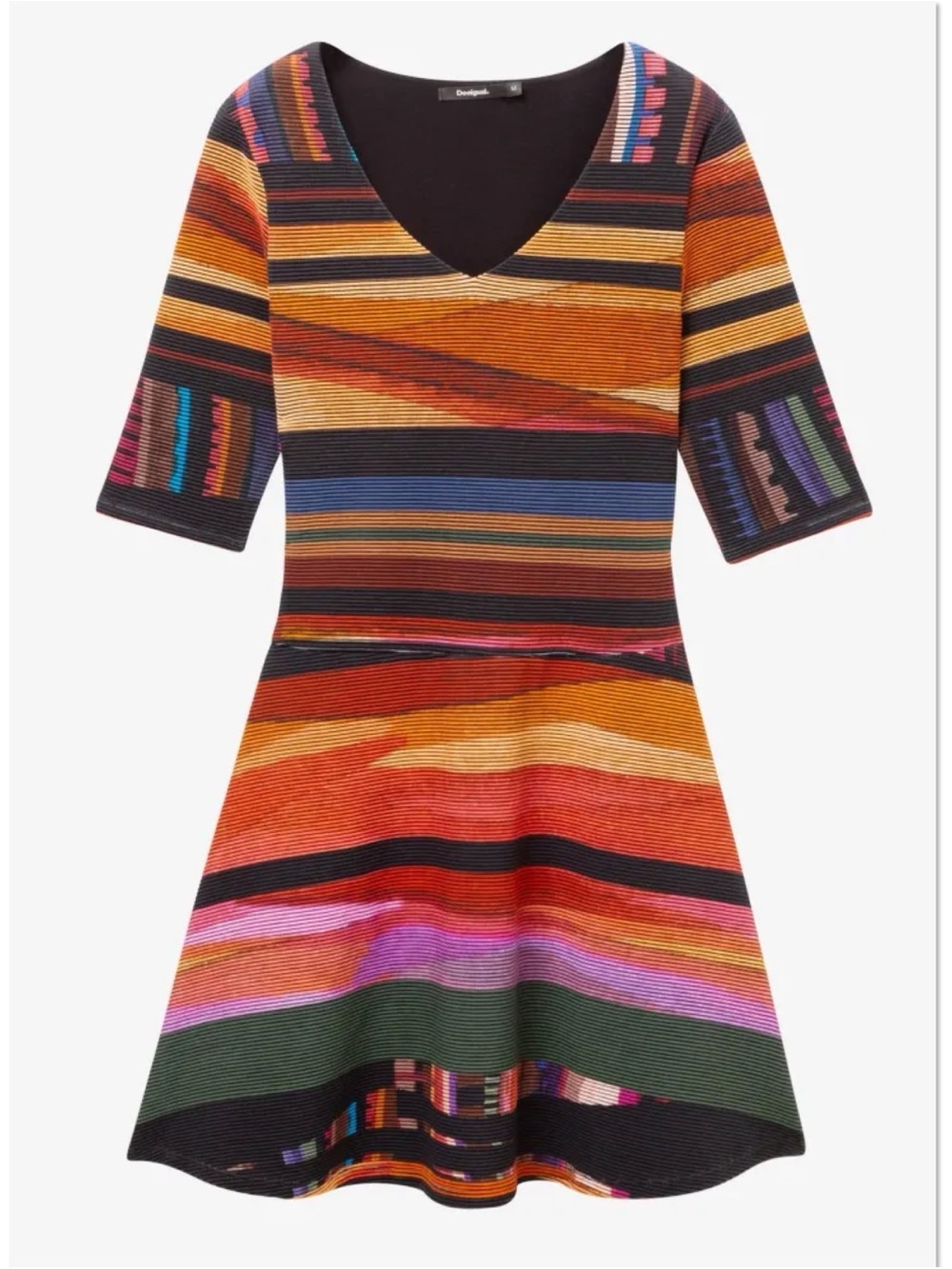 Desigual Textured Dress Earth Tones Aztec Southwestern Mini US Size XS